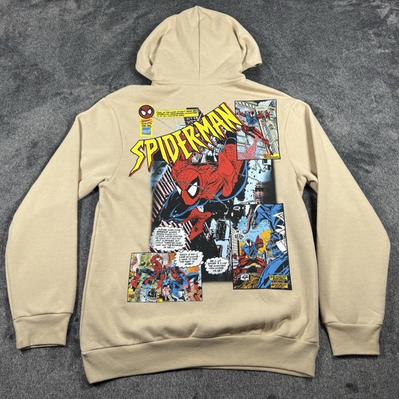 Marvel Other - Marvel Spiderman Venom Comic Page‎ Graphic Print Tan Hoodie Size Small NWOT